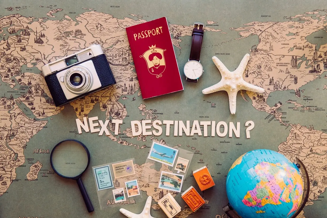 Запись следующего пункта назначения и туристические принадлежности